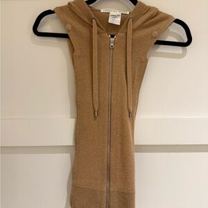 Veronica Beard Tan Cashmere Hoody Dickey